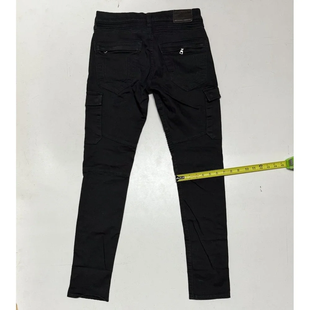 True‎ Religion Jeans Rocco Relaxed Skinny Mens Size 29x32 Black Cargo Moto